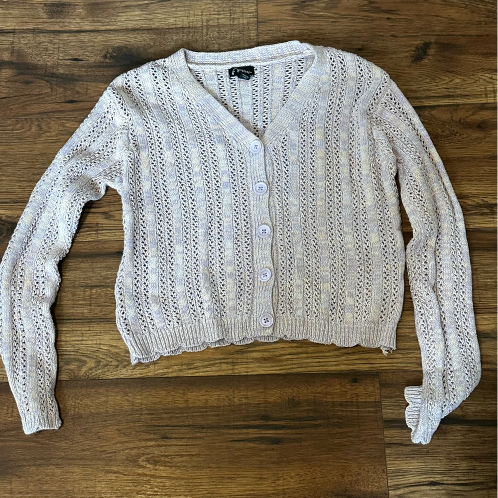 Art Class Girls Purple Cardigan Knit Sweater Size XL back to school EUC